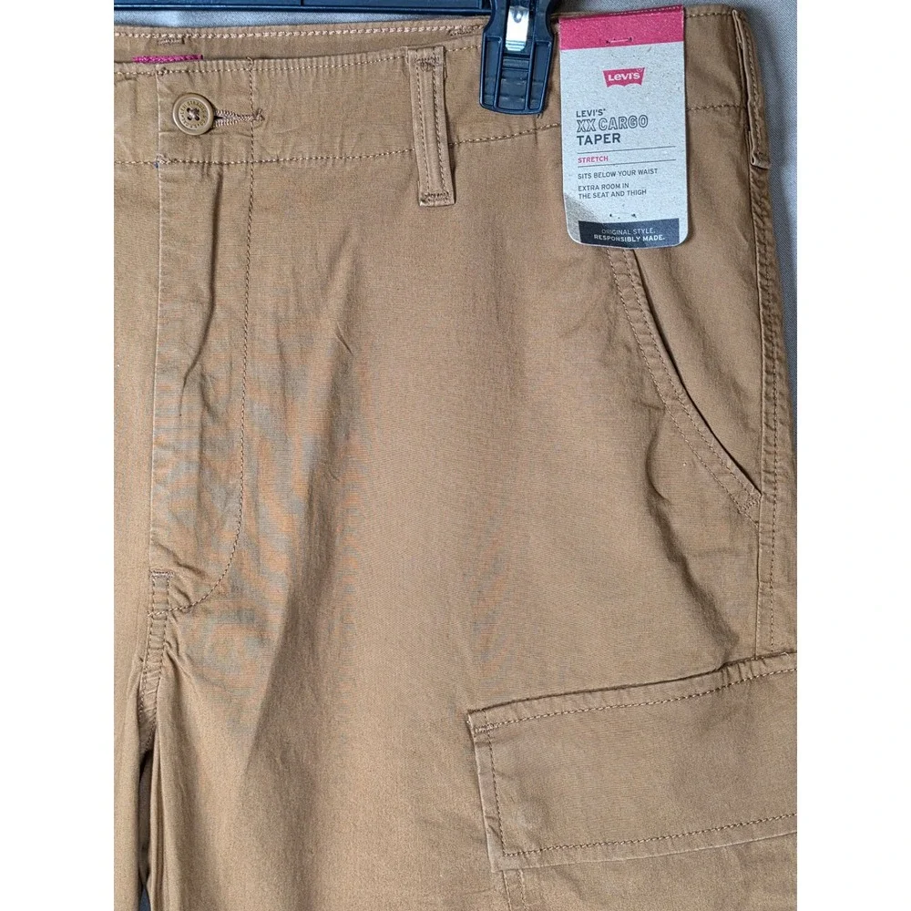 Levis XX Cargo Taper Pants Mens 38x32 Brown Stretch NWT